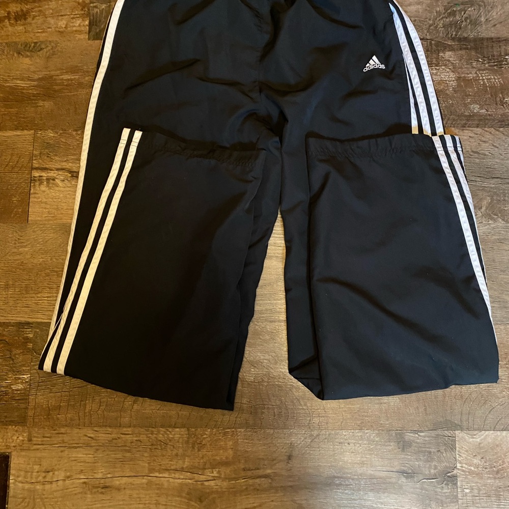 Adidas Women's Black Joggers with White Stripes